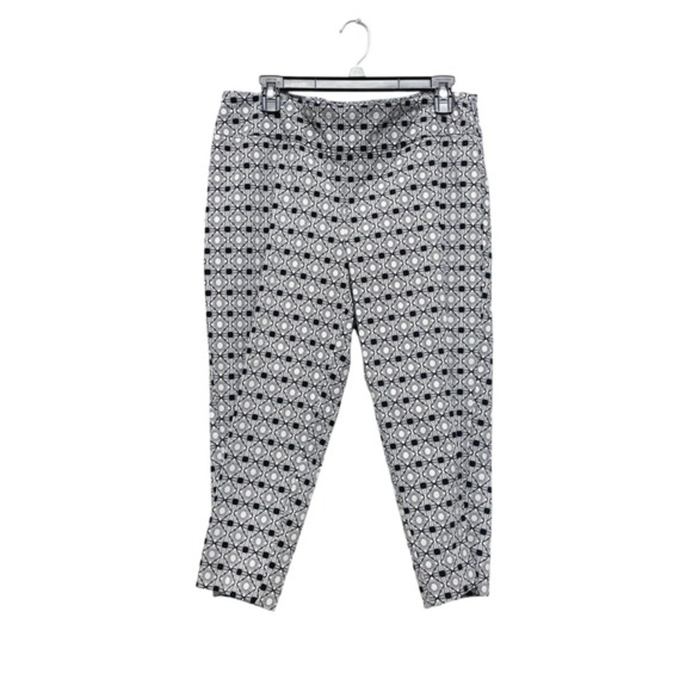 Zac & Rachel Women's 14P Black White Pattern Stretch Wide Waistband Pants